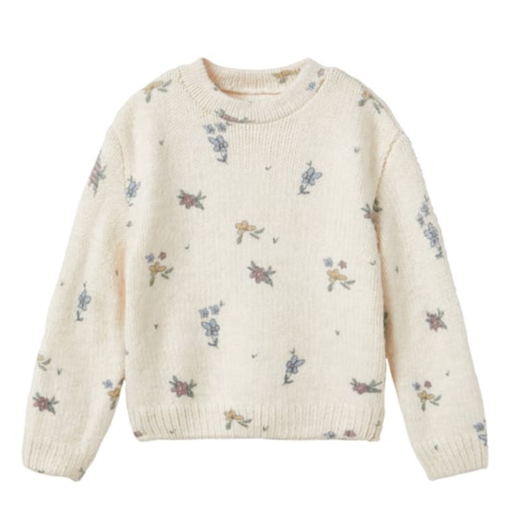 Zara Kids Soft Touch Floral Knit Sweater